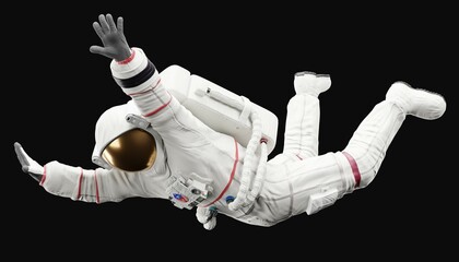 astronaut posing like space parson in-universe 3d render   with black background © dada_design