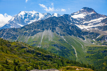 Fototapeta na wymiar Scenic view of Alpine landscape on mountain Simplon Pass