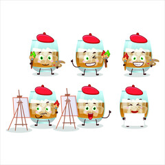 Artistic Artist of rum drink cartoon character painting with a brush. Vector illustration