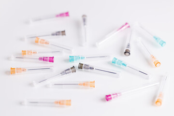 Pile of medical syringes