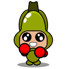 vector cartoon character simple chayote vegetable mascot costume wearing boxing gloves