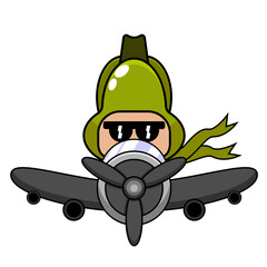 vector cartoon character simple chayote vegetable mascot costume riding a plane