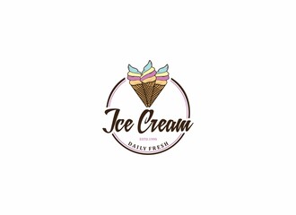 logo for ice cream with ice cream illustration that looks delicious and very tasty