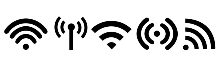 WI-FI and wireless icon. Wi-fi signal collection. Remote internet access collection. Internet Connection symbol.