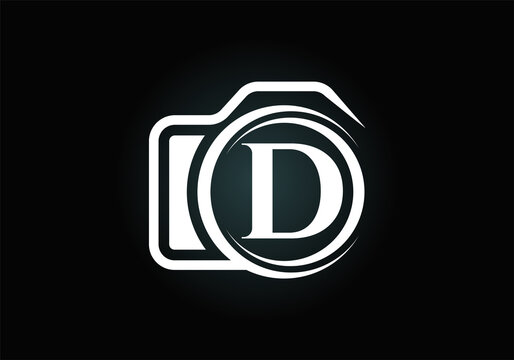 Initial D monogram letter alphabet with a camera icon. Photography logo vector illustration. Modern logo design for photography business, and company identity.