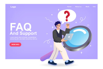 Business search topic web template with header. Man with magnifying glass. Searching Engine Optimizing SEO Browsing Concept. People team work together on seo. Flat isometric vector illustration.