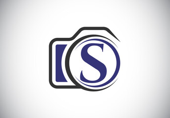 Initial S monogram letter alphabet with a camera icon. Photography logo vector illustration. Modern logo design for photography business, and company identity.