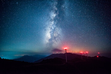Milky Way starry sky over the mountains