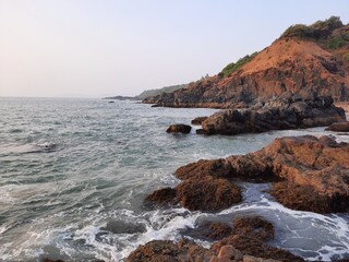coast of the Arabian sea in goa, Xandrem Beach in goa, tropical sea coast. goa.