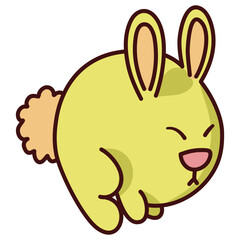 Cute animal comics vector on white background. Cute bunny, cute rabbit  animal for kids concept. in cute form flash design and vector. Coloring exercises for children concept, child meditation concept