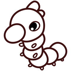 Cute animal comics vector on white background. Cute worm, cute dorpil, animal for kids concept. cute form flash design and vector. Coloring exercises for children concept, child meditation concept