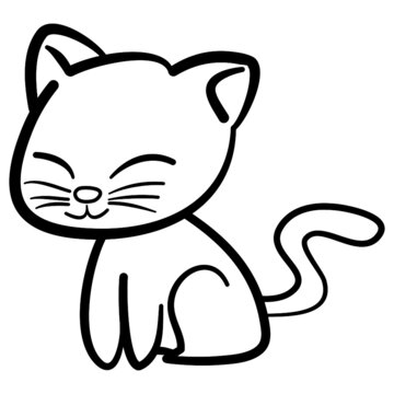 Cute animal comics vector on white background. Cute cat, cat cute, animal for kids concept. in cute form flash design and vector. Coloring exercises for children concept, child meditation concept