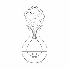 humidifier, black contour isolated illustration on a white background