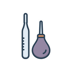 Color illustration icon for thermometer and enema
