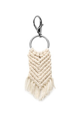 Handmade cotton keychain on white background
