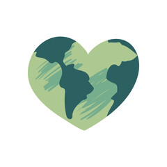 Earth world sphere in heart shape