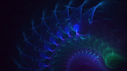 3D rendering abstract blue technology fractal background