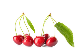 Sweet cherries on white background