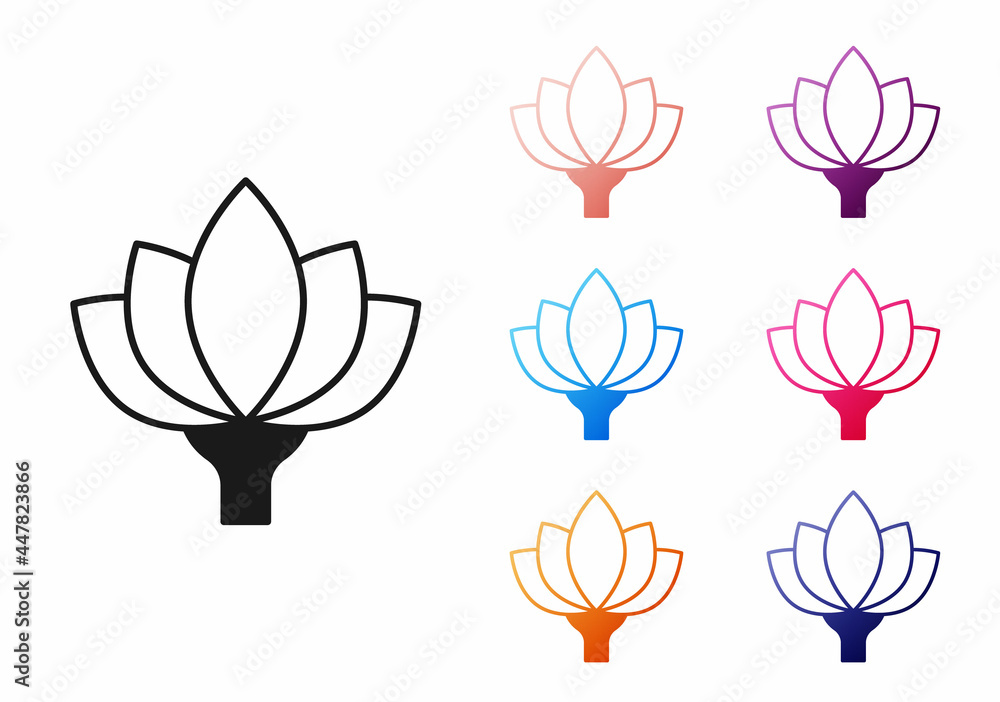 Canvas Prints Black Lotus flower icon isolated on white background. Set icons colorful. Vector