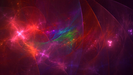 3D rendering abstract multicolor fractal light background