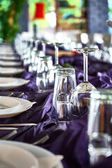 Luxury tableware beautiful table setting in restaurant.