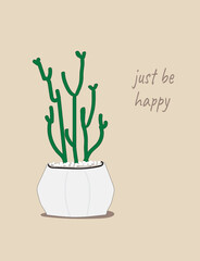plants, indoor plants, paint, drawing, pot, cute card, phrase