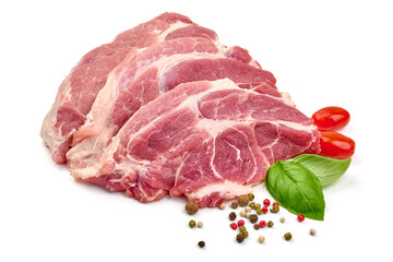 Shoulder butt steaks, isolated on white background. High resolution image.