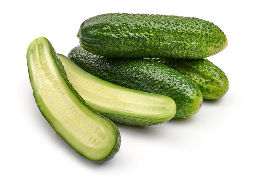 Lightly salted cucumbers, isolated on white background. High resolution image.