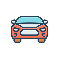 Color illustration icon for car 