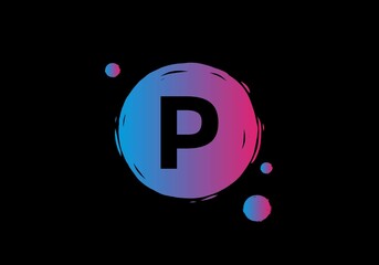 Purple blue gradient color of P initial letter