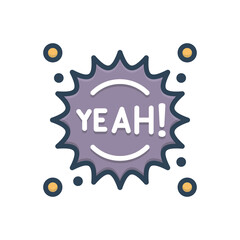 Color illustration icon for Yes  bubble  