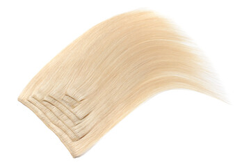 multiple pieces of clip in straight blonde human hair extensions