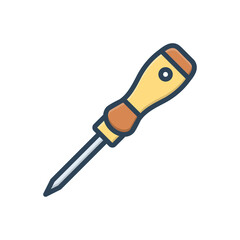 Color illustration icon for screwdriver 