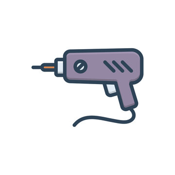 recommend clip art: Color illustration icon for driller 