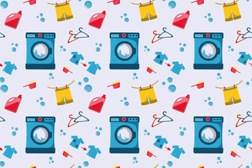 Laundry theme pattern for laundry service. Laundry pattern for wallpaper, textile, background. 
