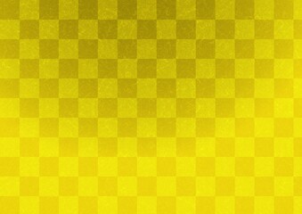 和紙に描かれた金色の市松模様、日本の伝統模様素材