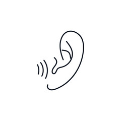  Llistening ear thin line icon stock illustration.