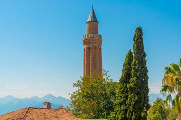 ANTALYA, TURKEY: Yivli Minare Mosque is a Landmark in Antalyas Old town Kaleici.
