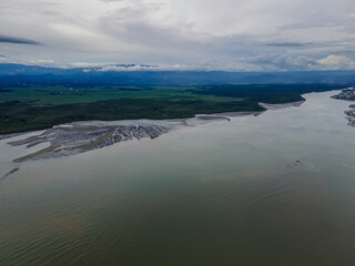 Beautiful aerial view of a Ferry boat sailing in Puntarenas Costa Rica