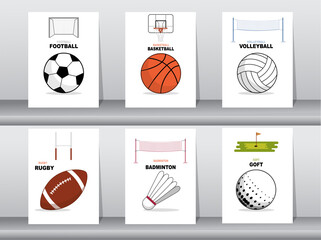 Set of sport and game ball with element , Vector illustrations.