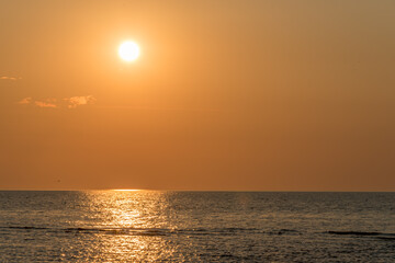 Orange Sunset on the Baltic Sea in Summer