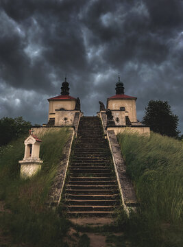 old castle in the woods, Kalvarie, Czechia