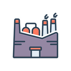 Color illustration icon for factory 