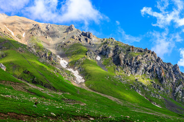 Nalati grassland with beautiful mountain scenery in Xinjiang,China.