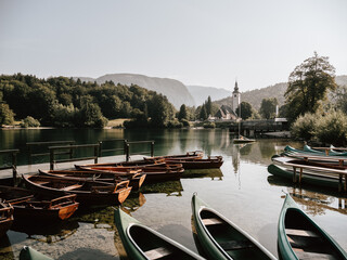boats in the lake, Bohinj, Slovenia