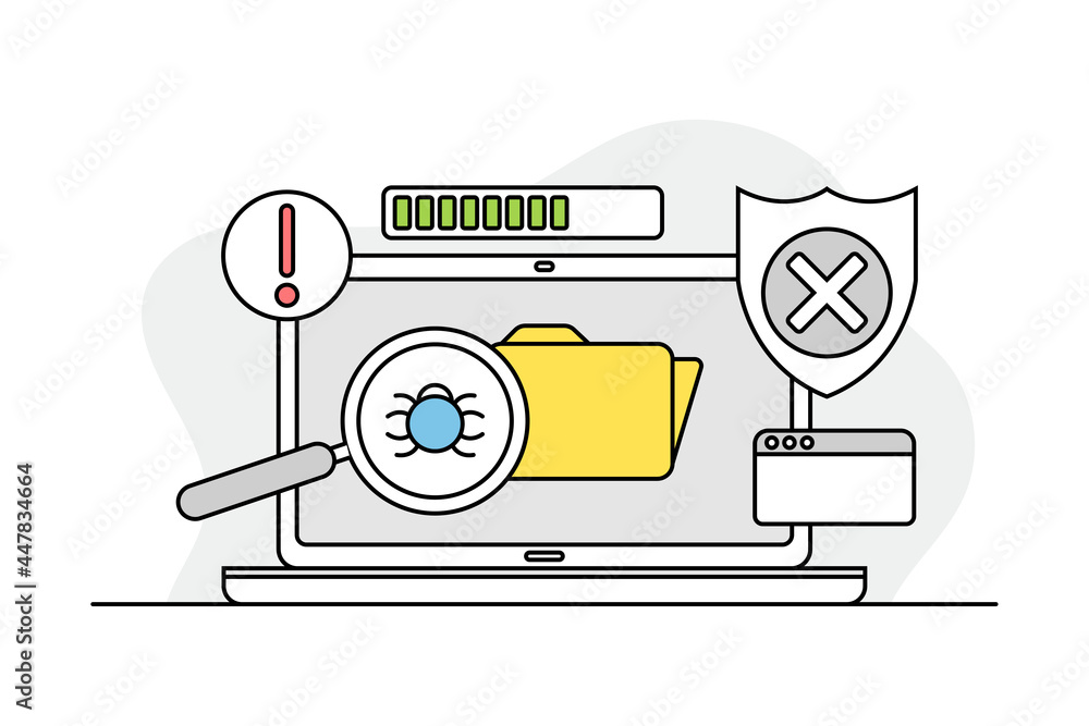 Poster laptop monitor as programmed machine for operation vector illustration