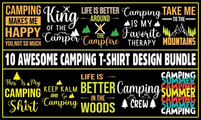 Camping T-shirt Design Bundle, T-shirt Design Bundles.