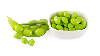 green soybeans seeds isolated on white background