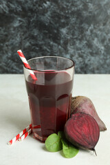 Concept of healthy drink with beetroot smoothie