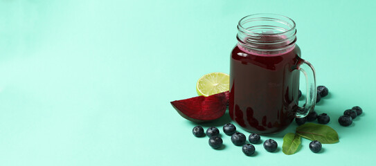 Concept of healthy drink with beetroot smoothie
